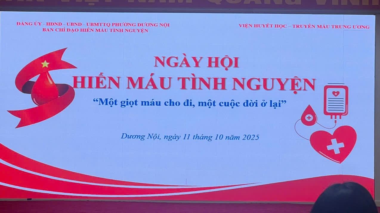 CB,GV,NV THAM GIA NGÀY HỘI HIẾN MÁU TÌNH NGUYỆN DO UBND PHƯỜNG DƯƠNG NỘI TỔ CHỨC