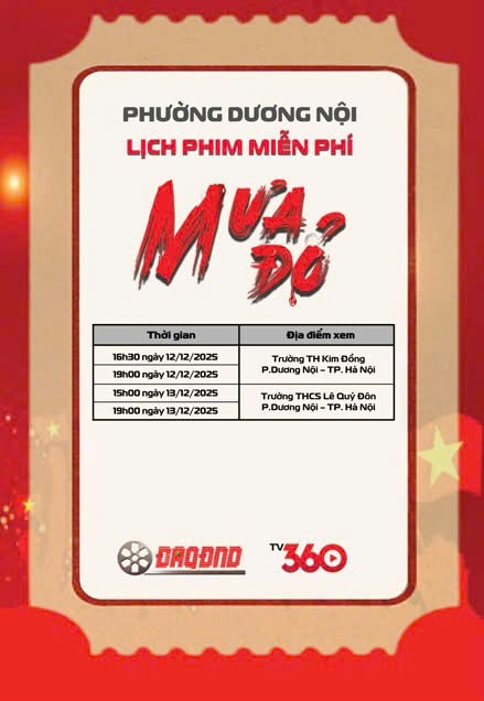 CÔNG CHIẾU BỘ PHIM "MƯA ĐỎ" MIỄN PHÍ CHO HS, PH VÀ NHÂN DÂN TRÊN ĐỊA BÀN PHƯỜNG DƯƠNG NỘI